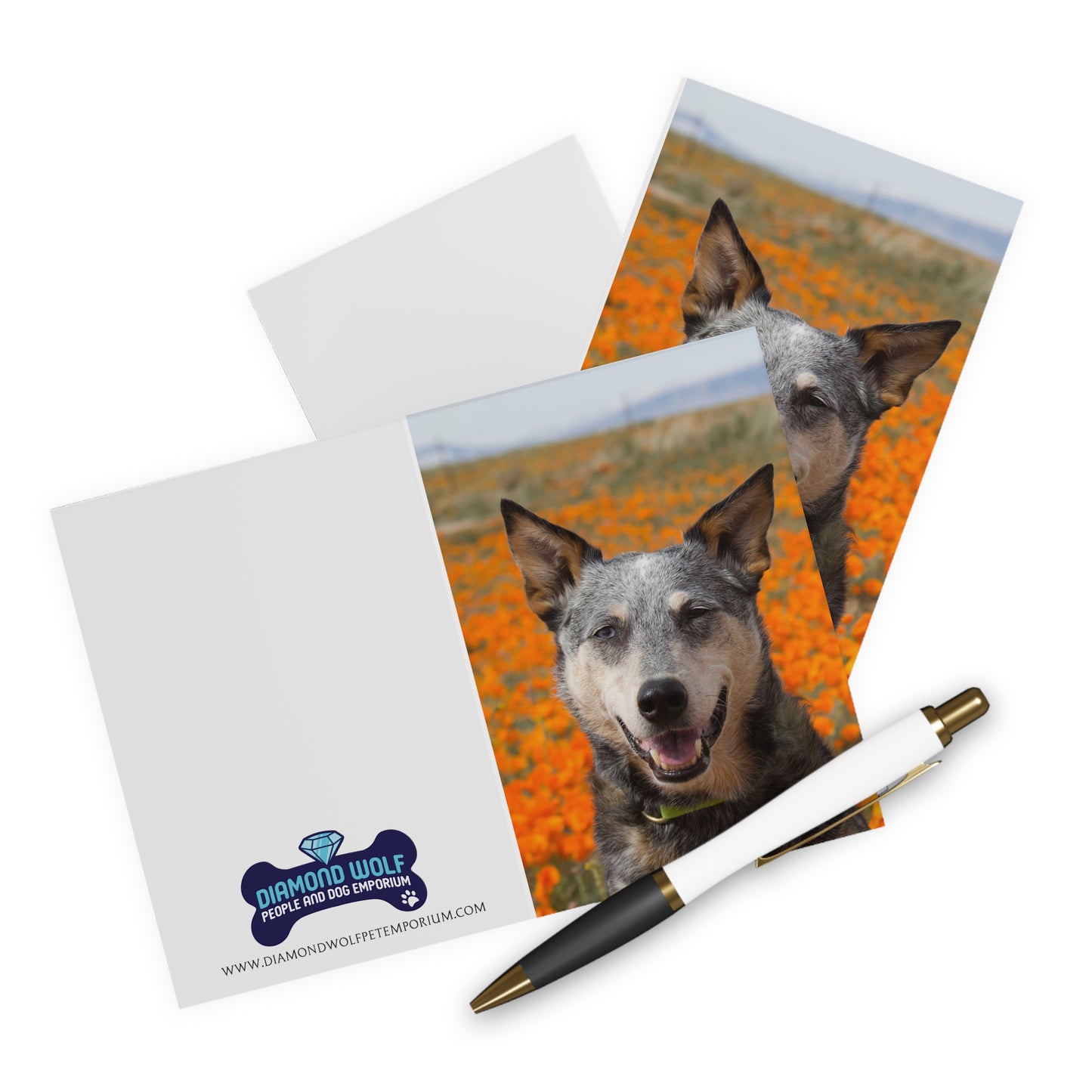 Poppy Field Nature Dog Greeting Cards (5 Pack)