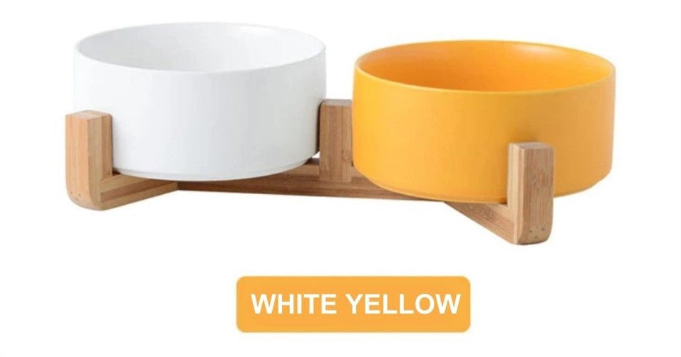 Double Ceramic Pet Bowl - Dog Feeding and Water Bowl - Ideal for Puppy, Small Dogs Feeder Product Supplies