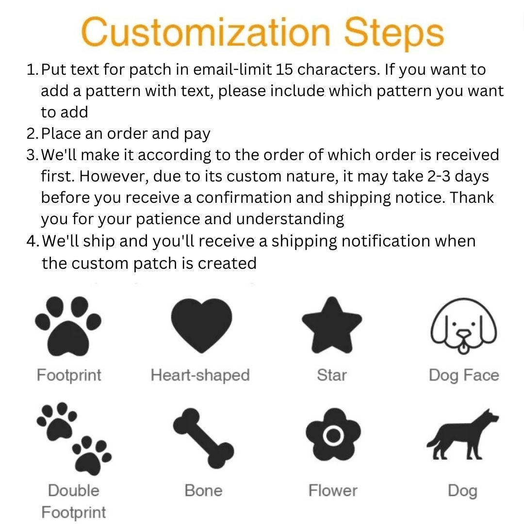 Personalized Velcro Dog Name Tag with Reflective Stickers for K9 Dog Harness - Set of 2 Customized Labels for Dog Accessories