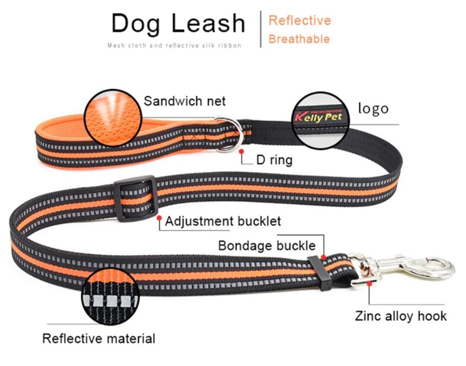 Adjustable Dog Harness with Reflective Strips - Breathable Nylon Mesh - Pet Collar Matching Leash for Dogs (Leash Sold Separately)