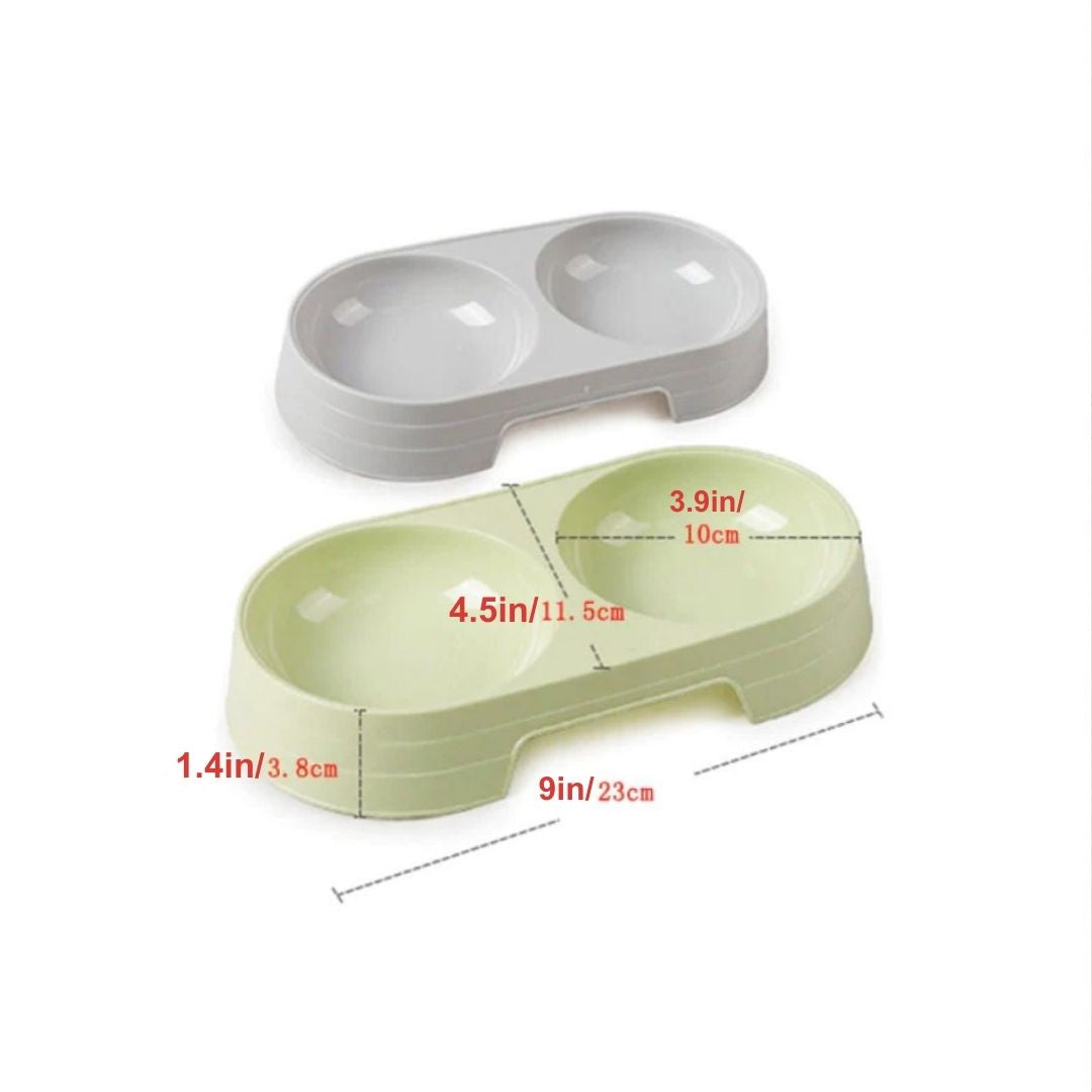 Puppy Double Pet Bowls - Dog Food Dish Feeder and Water Pet Drinking Dish Stainless Steel