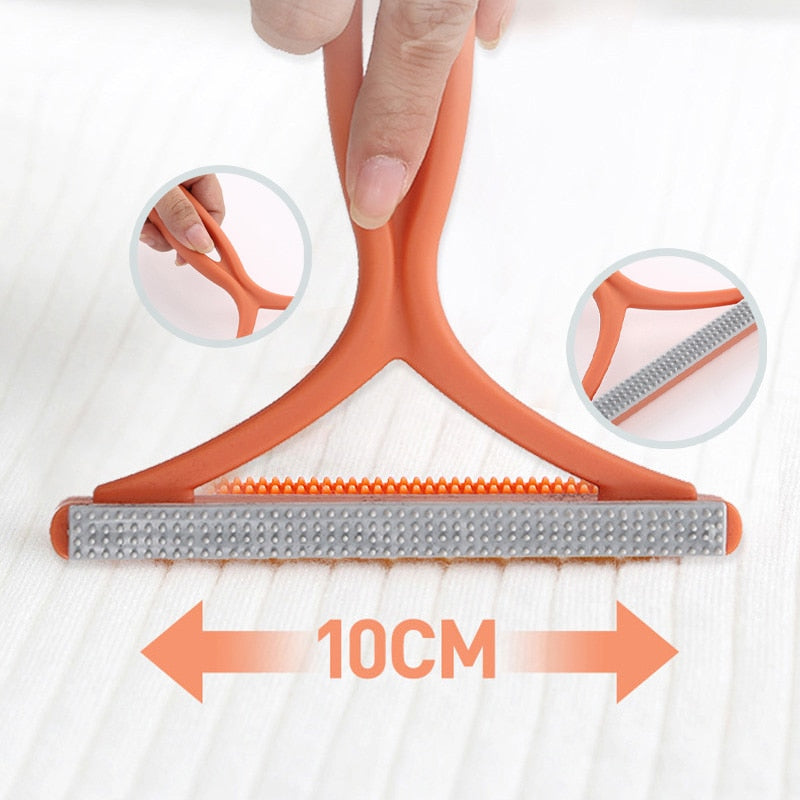 Portable Double-Sided Pet Hair Remover Brush and Fabric Shaver for Clothes and Carpet - Manual Lint Remover with Fluff and Fuzz Removing Capabilities