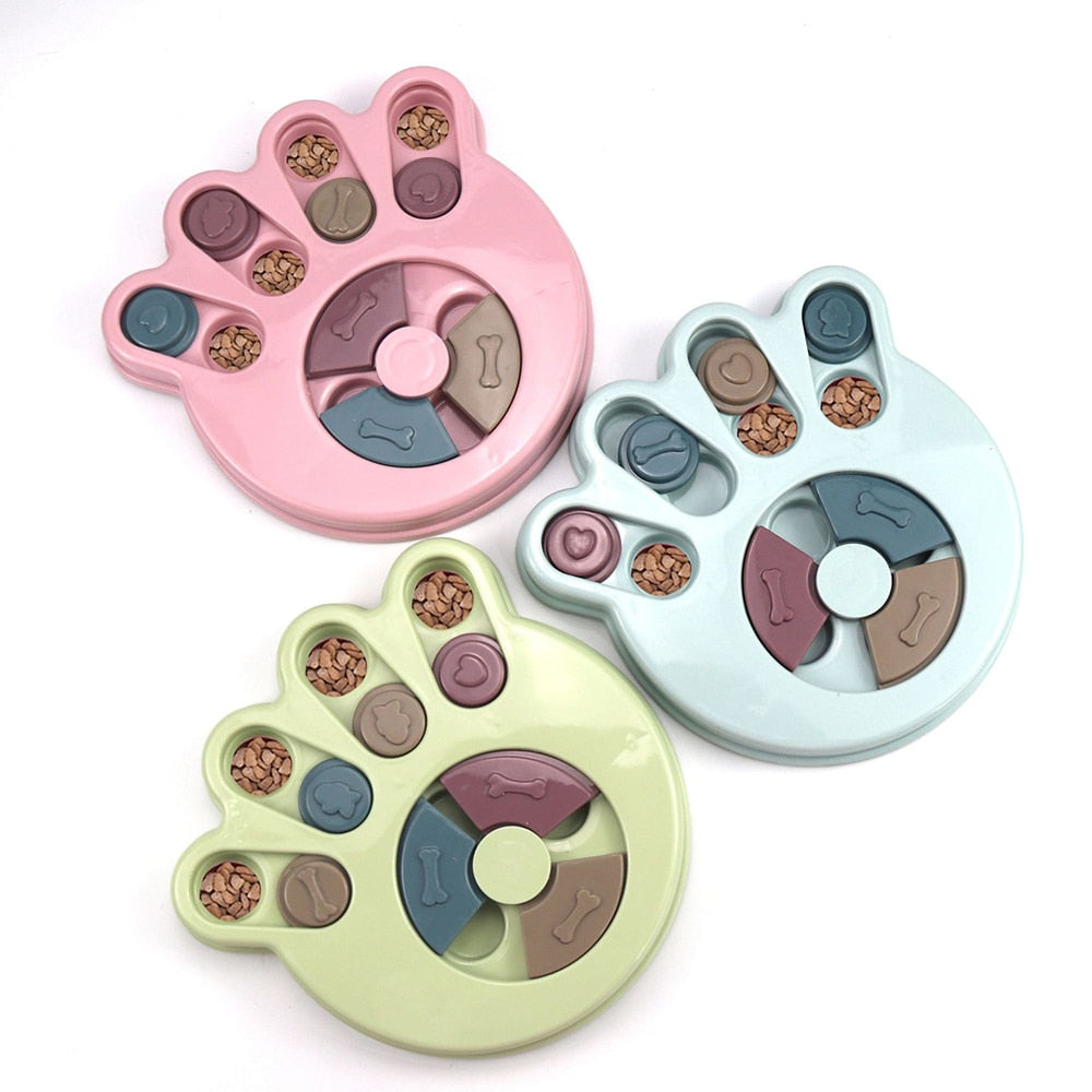 Interactive Slow Feeder Dog Puzzle Toy with Turntable Food Dispenser for IQ and Training, Perfect for Dogs to Slowly Eat and Increase Mental Stimulation
