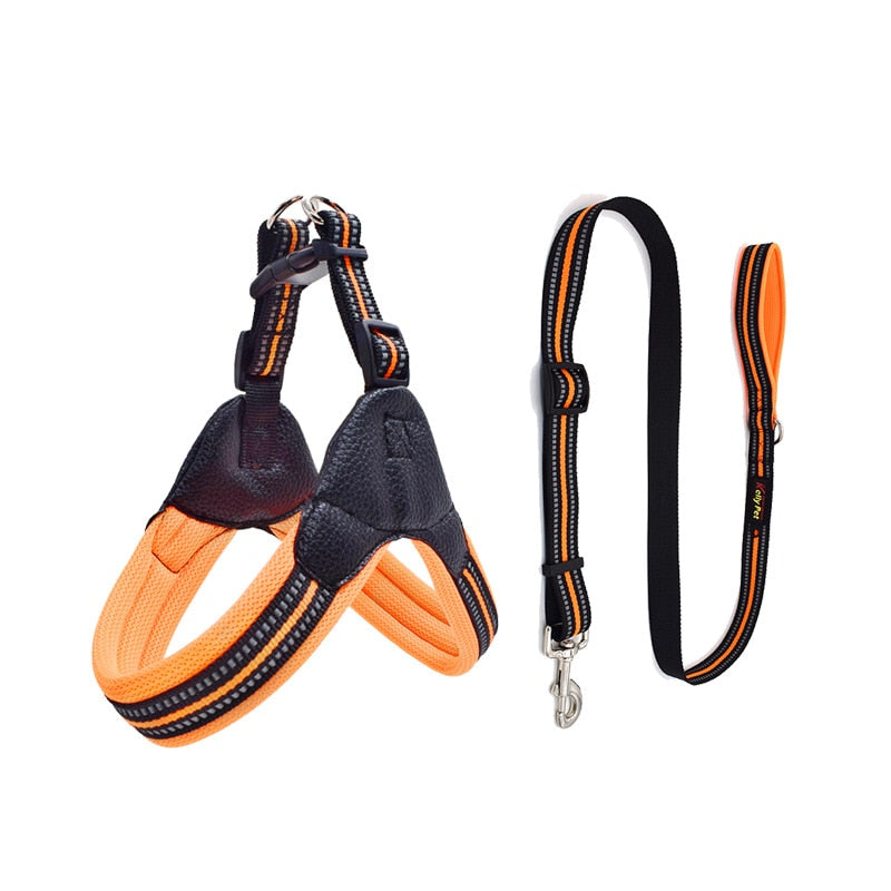 Adjustable Dog Harness with Reflective Strips - Breathable Nylon Mesh - Pet Collar Matching Leash for Dogs (Leash Sold Separately)