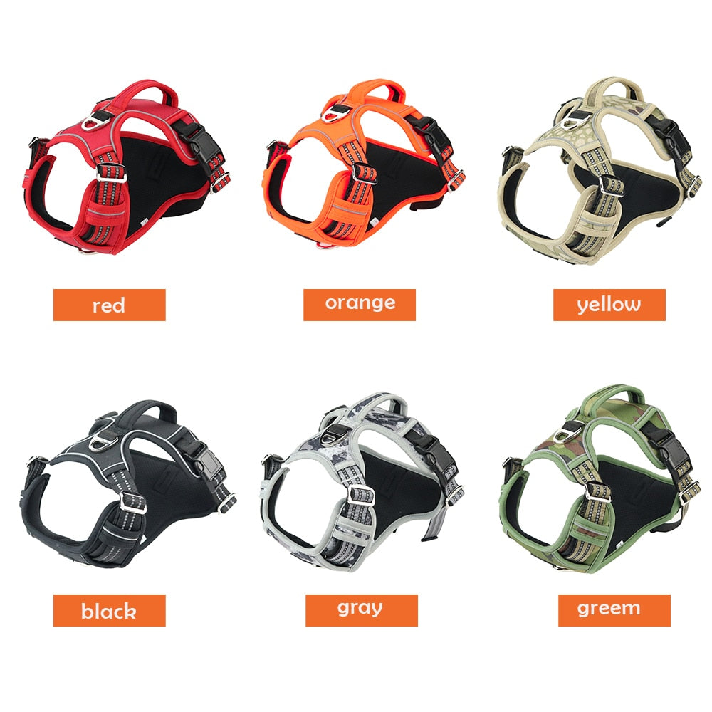 Reflective Adjustable Dog Vest with Handle for Big and Medium Dogs - 1000D Oxford Cloth Harness