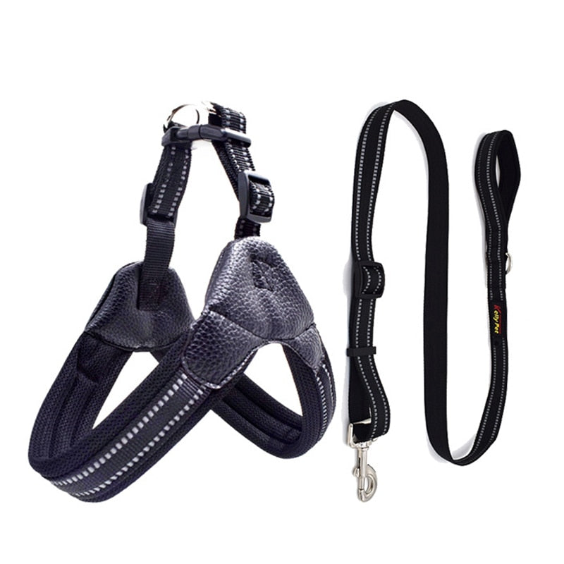 Adjustable Dog Harness with Reflective Strips - Breathable Nylon Mesh - Pet Collar Matching Leash for Dogs (Leash Sold Separately)