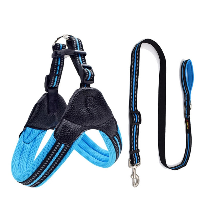 Adjustable Dog Harness with Reflective Strips - Breathable Nylon Mesh - Pet Collar Matching Leash for Dogs (Leash Sold Separately)