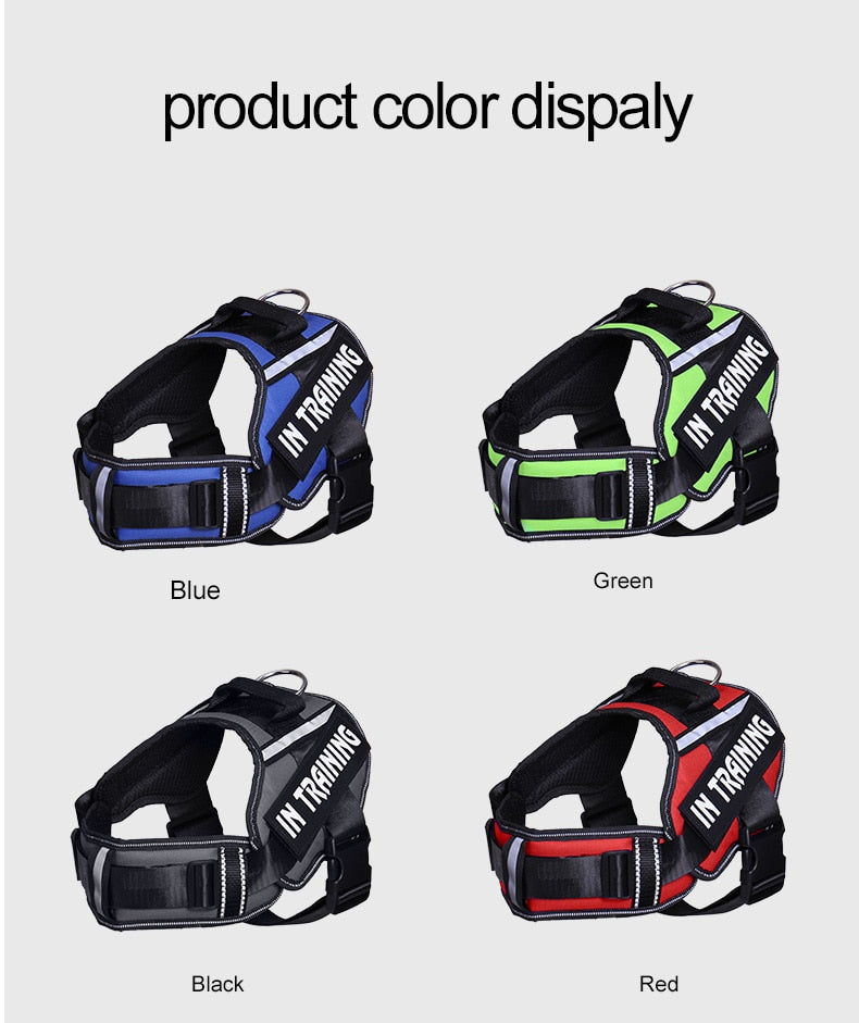 Personalized Reflective Dog Harness - Adjustable, Breathable and No-Pull Nylon Vest with Neck Guard