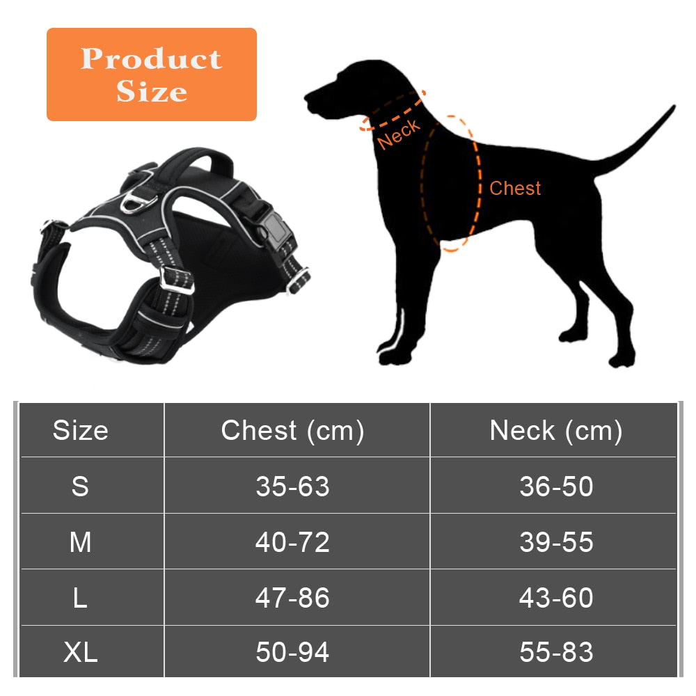 Reflective Adjustable Dog Vest with Handle for Big and Medium Dogs - 1000D Oxford Cloth Harness