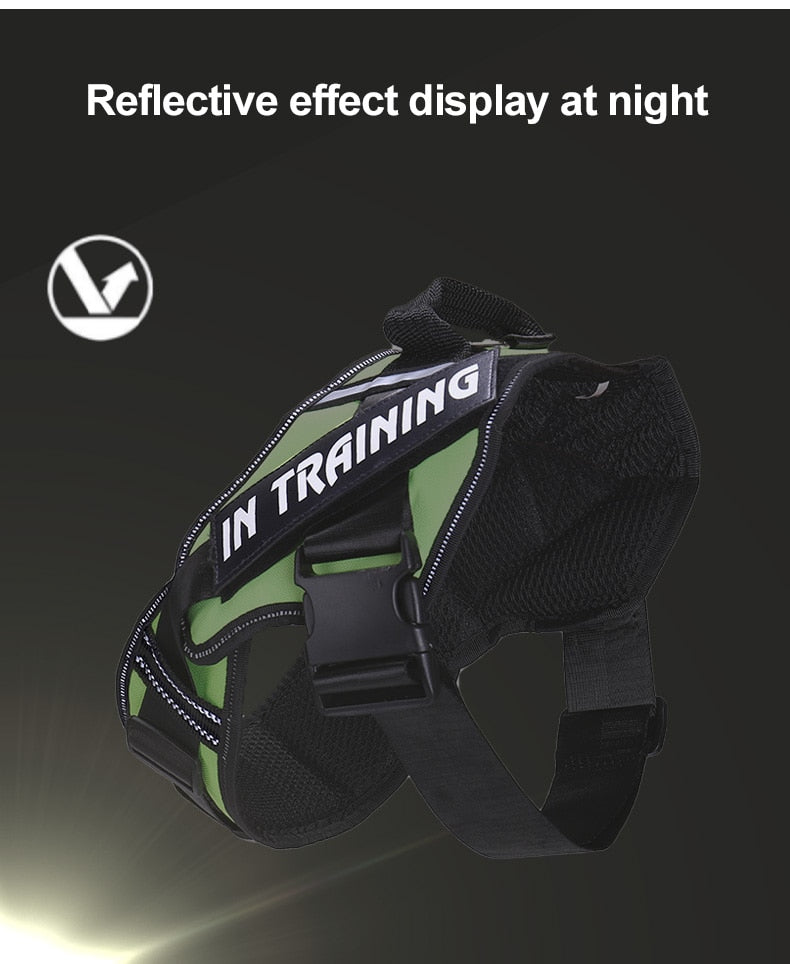Personalized Reflective Dog Harness - Adjustable, Breathable and No-Pull Nylon Vest with Neck Guard