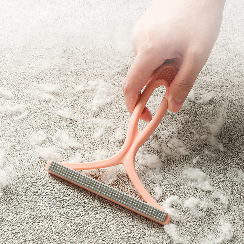 Portable Double-Sided Pet Hair Remover Brush and Fabric Shaver for Clothes and Carpet - Manual Lint Remover with Fluff and Fuzz Removing Capabilities