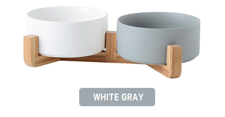 Double Ceramic Pet Bowl - Dog Feeding and Water Bowl - Ideal for Puppy, Small Dogs Feeder Product Supplies