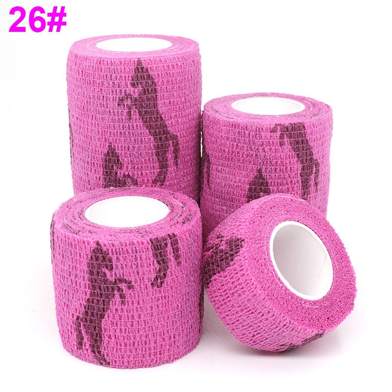 Colorful Printed Medical Elastic Bandage for Pets - Self-Adhesive and Stretchy Therapy Wrap Tape, 15FT Long