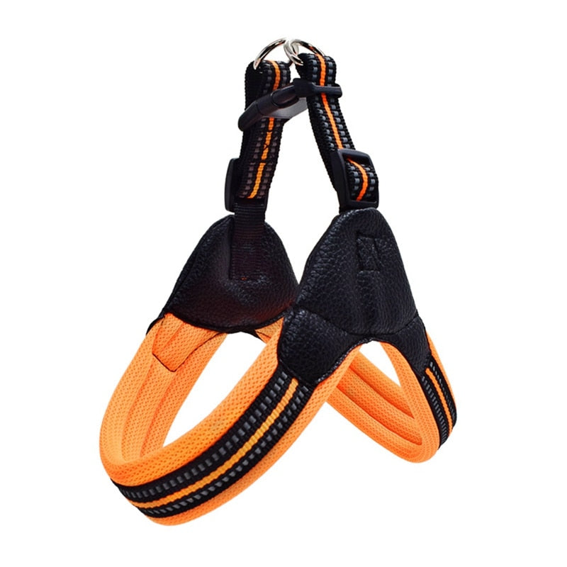 Adjustable Dog Harness with Reflective Strips - Breathable Nylon Mesh - Pet Collar Matching Leash for Dogs (Leash Sold Separately)