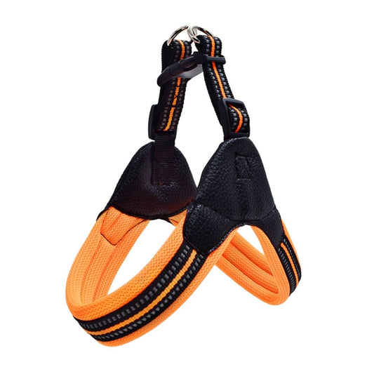 Adjustable Dog Harness with Reflective Strips - Breathable Nylon Mesh - Pet Collar Matching Leash for Dogs (Leash Sold Separately)