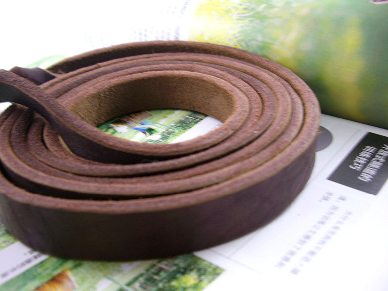 Handmade 1/2'' Brown Leather Dog Leash - Genuine Braided Strap for All Breeds
