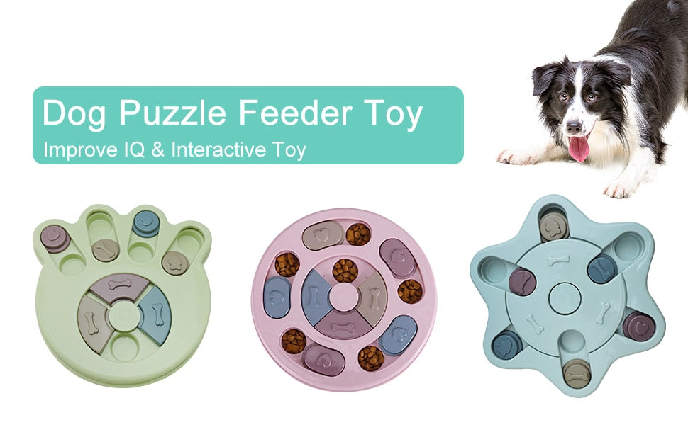 Interactive Slow Feeder Dog Puzzle Toy with Turntable Food Dispenser for IQ and Training, Perfect for Dogs to Slowly Eat and Increase Mental Stimulation