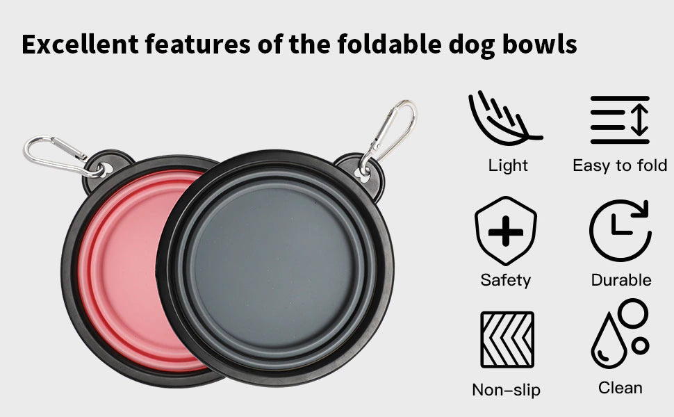 Collapsible Dog Bowls for Travel - Portable and Lightweight Water and Food Dish for Dogs - Available in S and L Sizes - Perfect for Camping and Outdoor Activities