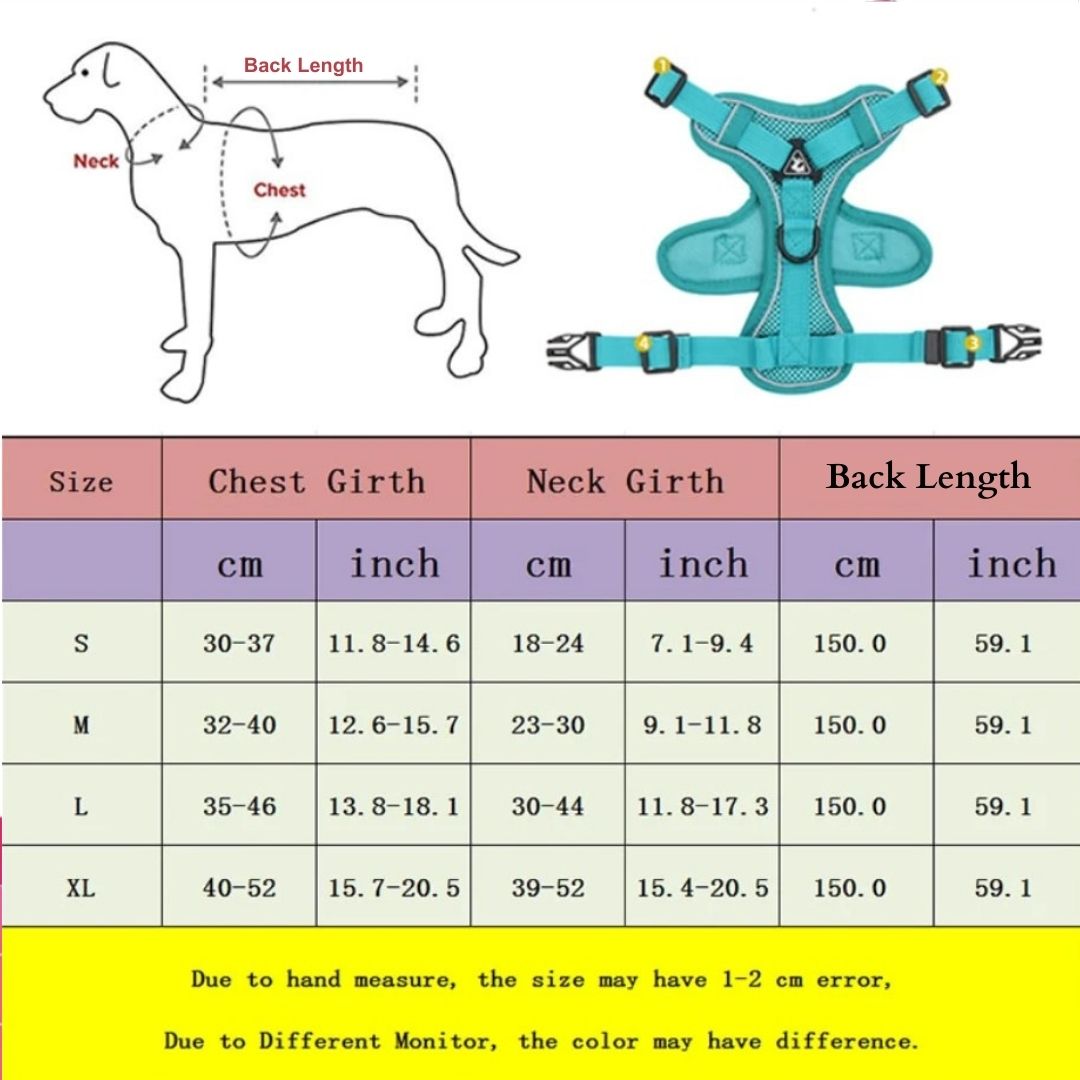 Reflective No Pull Dog Harness and Leash Set for Small to Medium Dogs - Adjustable Pet Harness Vest with Mesh Chest Strap