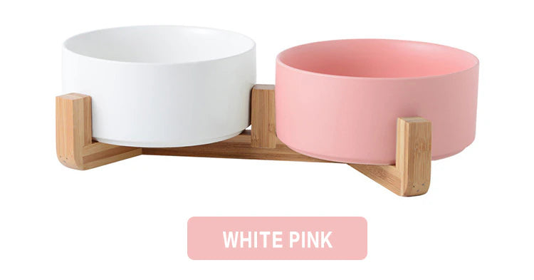Double Ceramic Pet Bowl - Dog Feeding and Water Bowl - Ideal for Puppy, Small Dogs Feeder Product Supplies