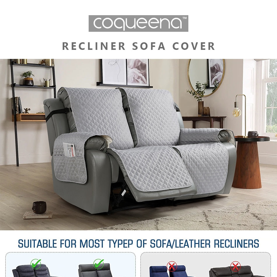 Reversible Recliner Sofa Cover for 1/2/3 Seaters - Pet-Friendly Furniture Protector for Living Room Armchair