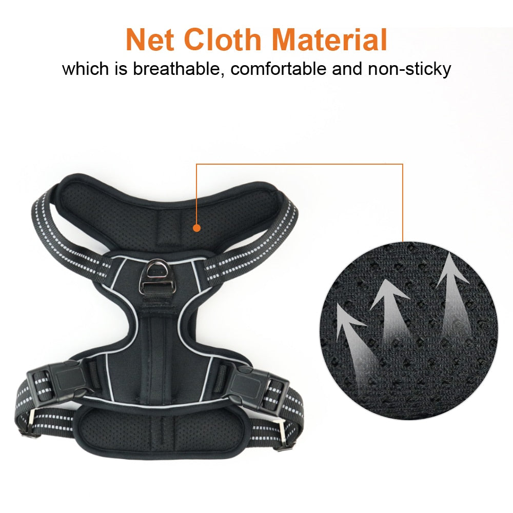 Reflective Adjustable Dog Vest with Handle for Big and Medium Dogs - 1000D Oxford Cloth Harness