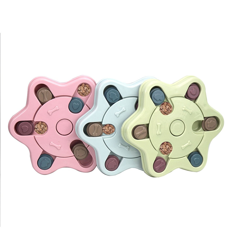 Interactive Slow Feeder Dog Puzzle Toy with Turntable Food Dispenser for IQ and Training, Perfect for Dogs to Slowly Eat and Increase Mental Stimulation