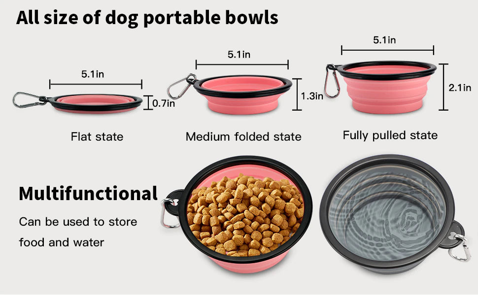 Collapsible Dog Bowls for Travel - Portable and Lightweight Water and Food Dish for Dogs - Available in S and L Sizes - Perfect for Camping and Outdoor Activities