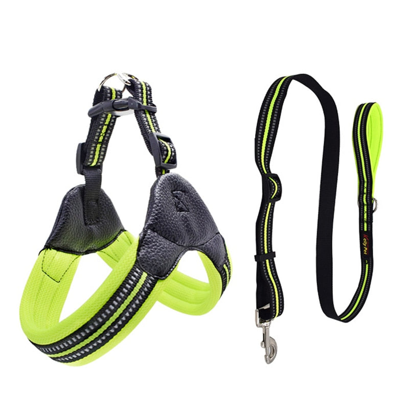 Adjustable Dog Harness with Reflective Strips - Breathable Nylon Mesh - Pet Collar Matching Leash for Dogs (Leash Sold Separately)