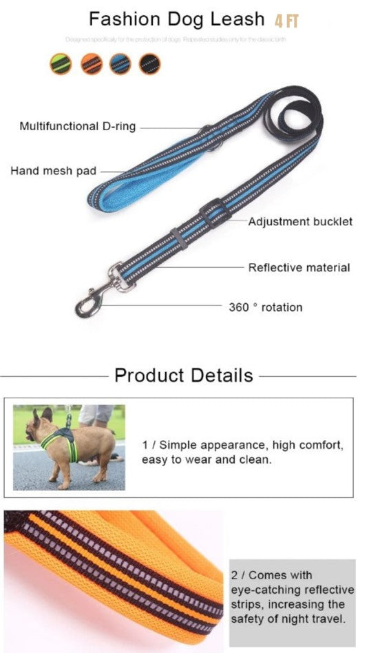 Adjustable Dog Harness with Reflective Strips - Breathable Nylon Mesh - Pet Collar Matching Leash for Dogs (Leash Sold Separately)