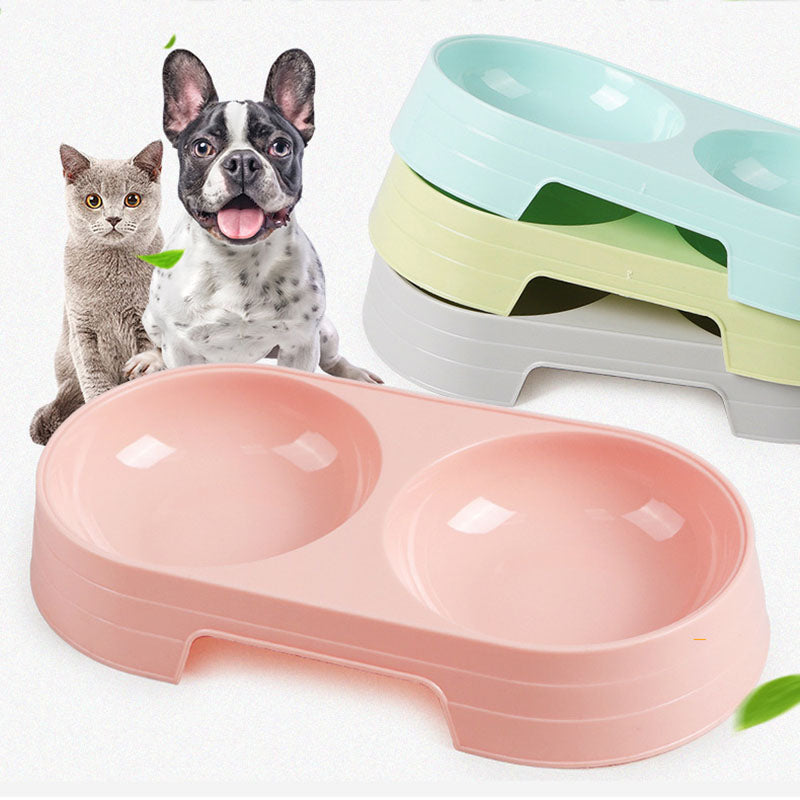 Puppy Double Pet Bowls - Dog Food Dish Feeder and Water Pet Drinking Dish Stainless Steel
