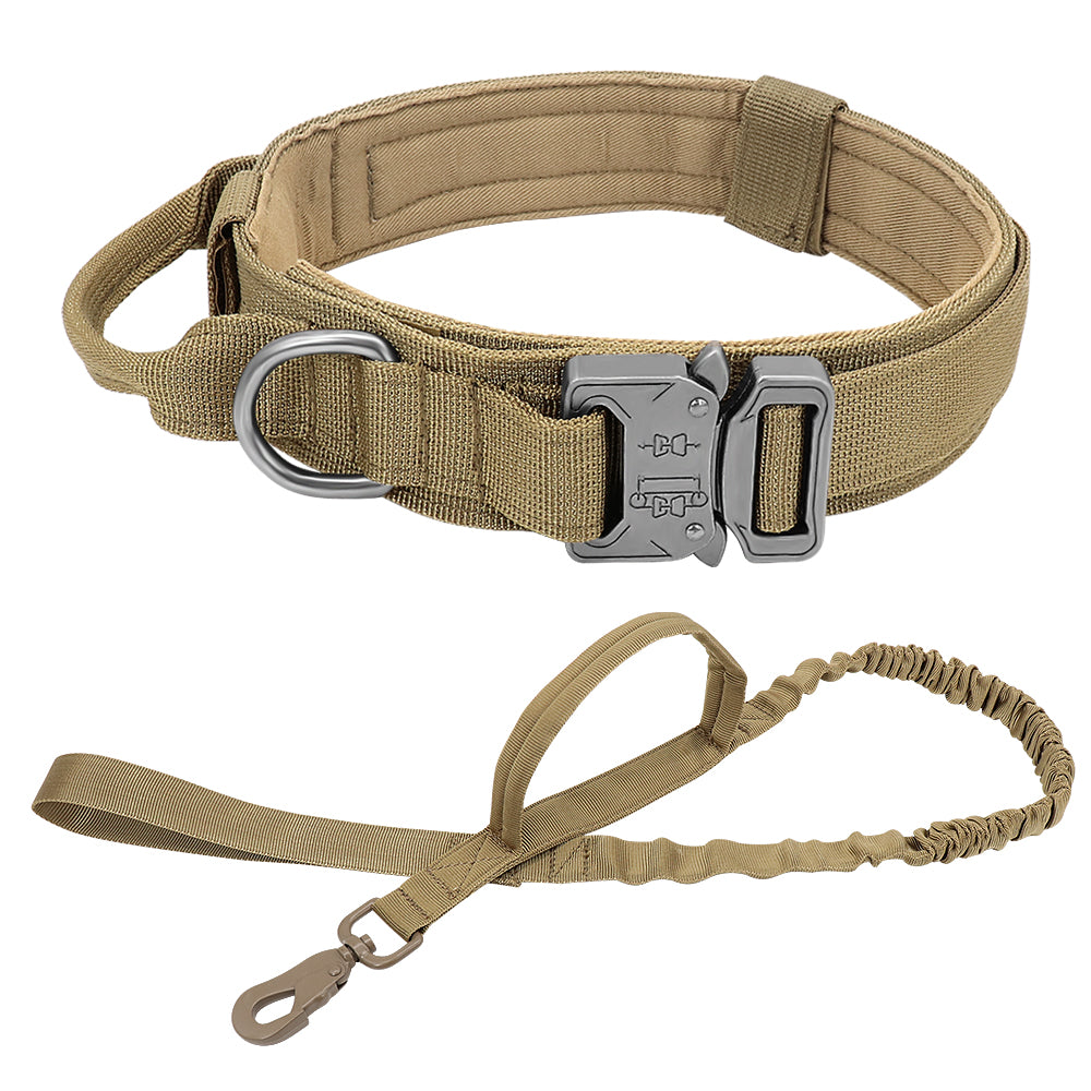 Durable Military Tactical Dog Collar Bungee Leash Set Pet Nylon Walking Training Collar For Medium Large Dogs