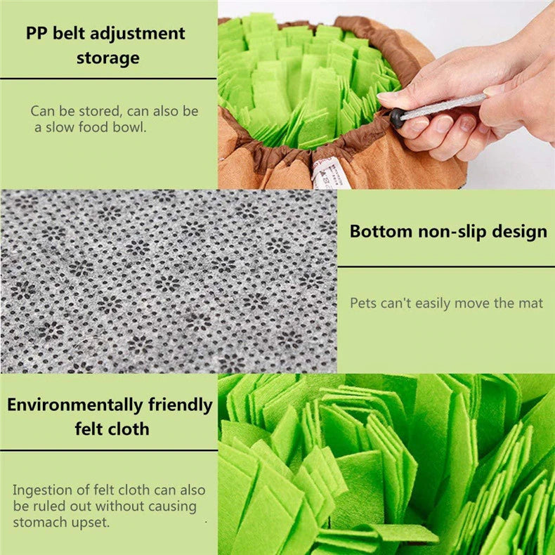 Slow Feeding Snuffle Mat for Dogs - Interactive Puzzle Toy and Smell Training Pad for Nosework - Washable and Food Dispensing - Perfect for Dog Toys