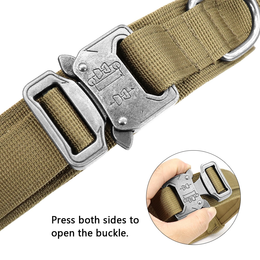 Durable Military Tactical Dog Collar Bungee Leash Set Pet Nylon Walking Training Collar For Medium Large Dogs