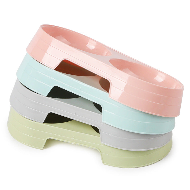 Puppy Double Pet Bowls - Dog Food Dish Feeder and Water Pet Drinking Dish Stainless Steel