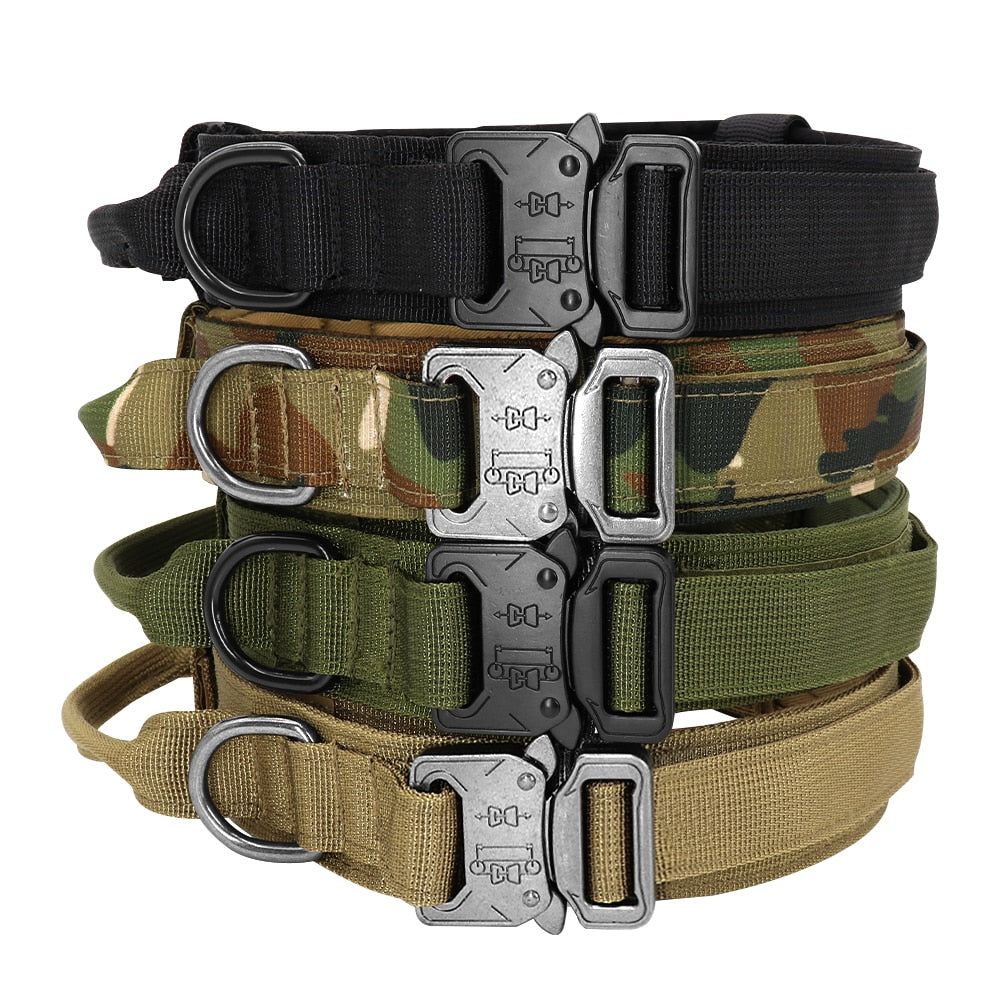 Durable Military Tactical Dog Collar Bungee Leash Set Pet Nylon Walking Training Collar For Medium Large Dogs