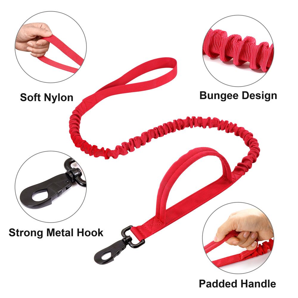 Durable Military Tactical Dog Collar Bungee Leash Set Pet Nylon Walking Training Collar For Medium Large Dogs
