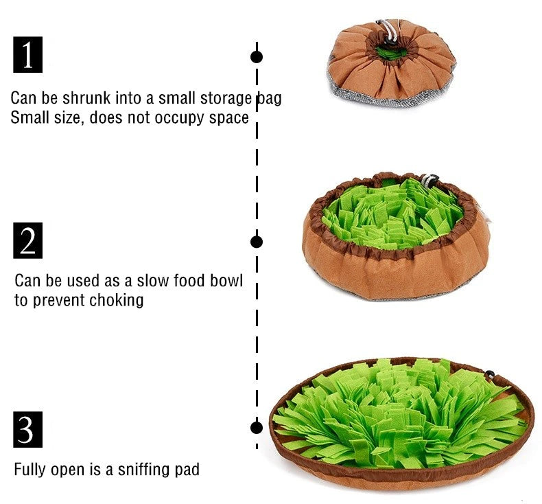 Slow Feeding Snuffle Mat for Dogs - Interactive Puzzle Toy and Smell Training Pad for Nosework - Washable and Food Dispensing - Perfect for Dog Toys