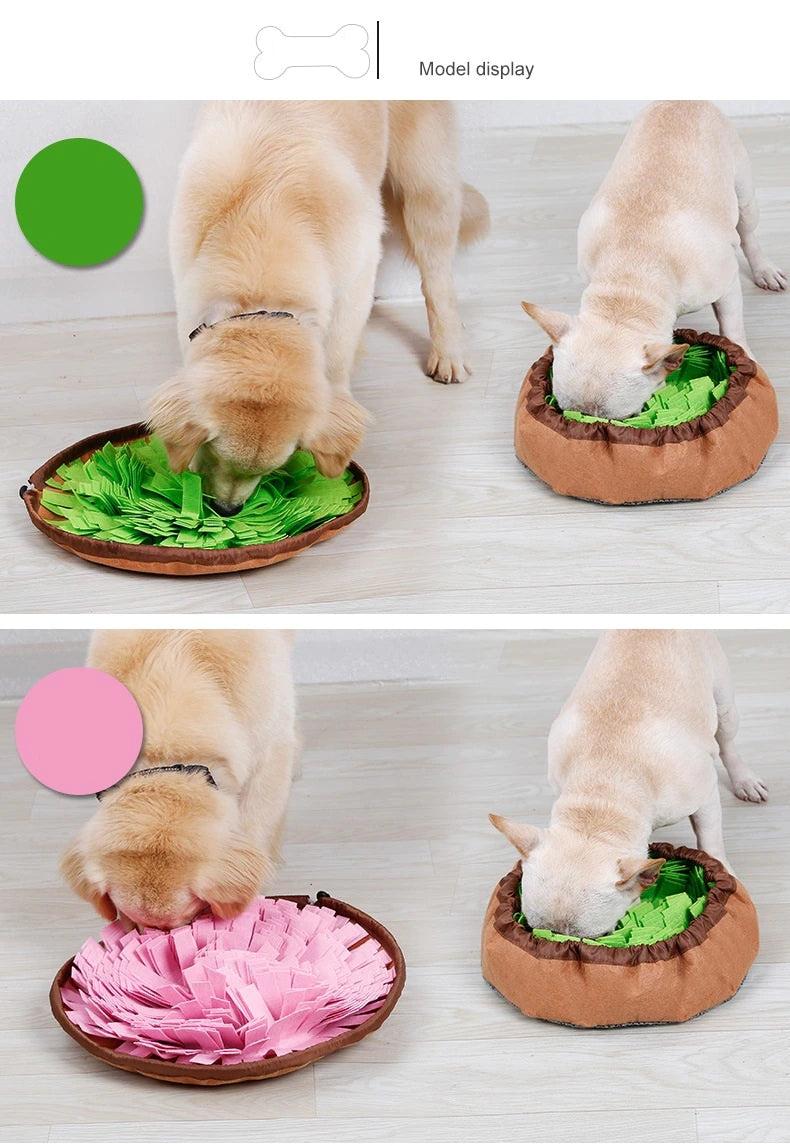 Slow Feeding Snuffle Mat for Dogs - Interactive Puzzle Toy and Smell Training Pad for Nosework - Washable and Food Dispensing - Perfect for Dog Toys
