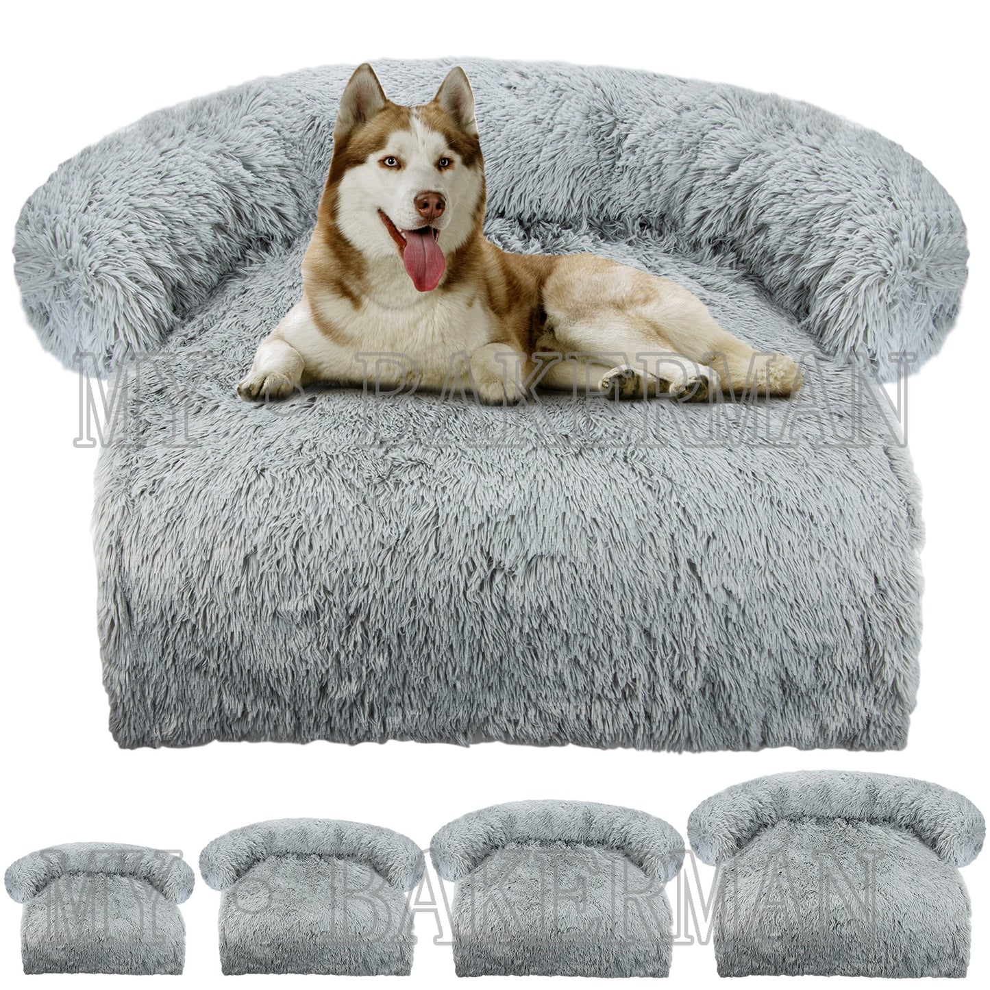 Large Dog Sofa Bed - Calming Pet Bed with Soft Washable Nest, Ideal for Comfortable Resting and Sleeping, Furniture Protector Mat and Blanket Included