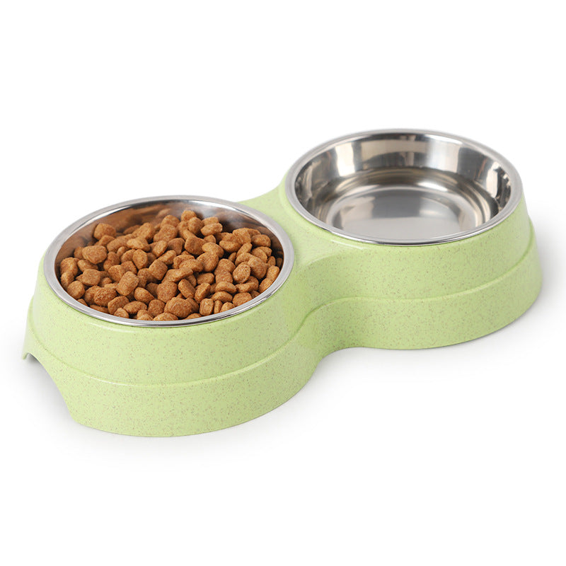 Puppy Double Pet Bowls - Dog Food Dish Feeder and Water Pet Drinking Dish Stainless Steel
