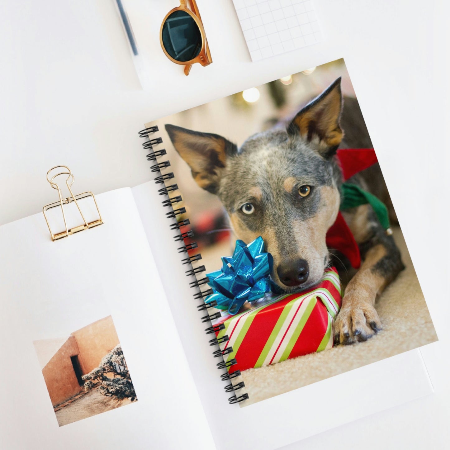 Santa's Little Helper Notebook - Spiral Notebook with Ruled Lines with Australian Cattle Dog Edition