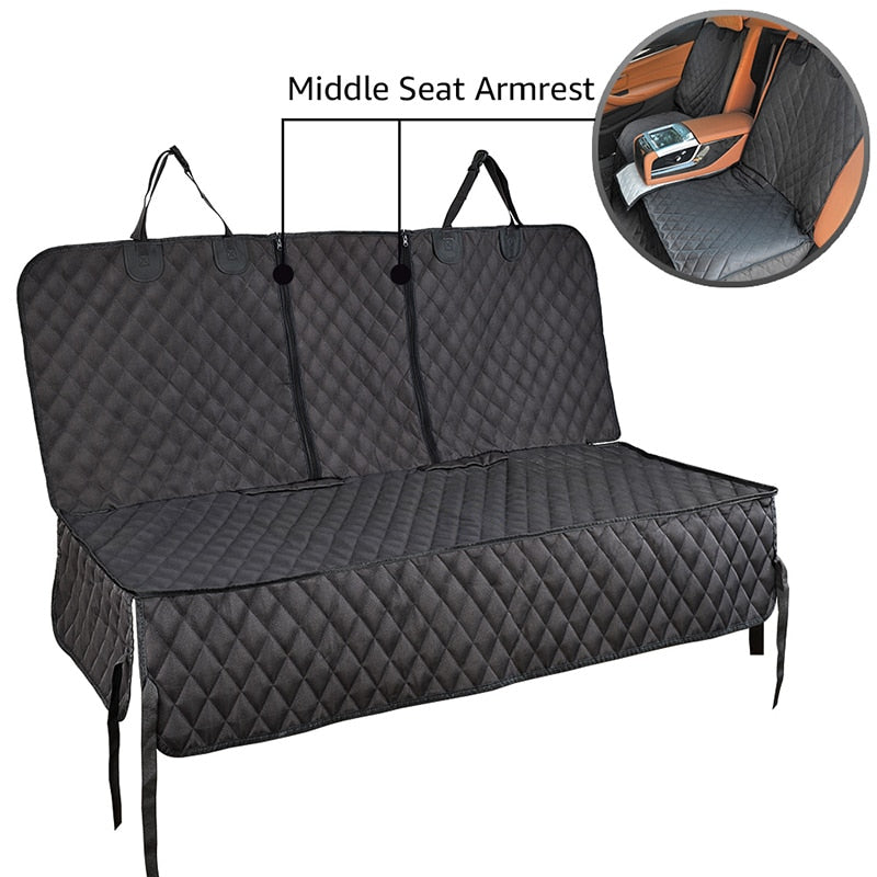 Waterproof Dog Car Seat Cover with Armrest Access - Pet Travel Cushion for Car Rear Back Mat and Middle Seat Protector