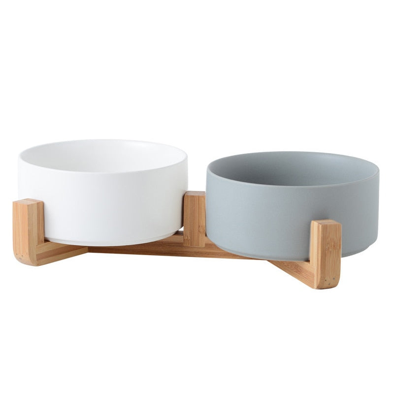 Double Ceramic Pet Bowl - Dog Feeding and Water Bowl - Ideal for Puppy, Small Dogs Feeder Product Supplies