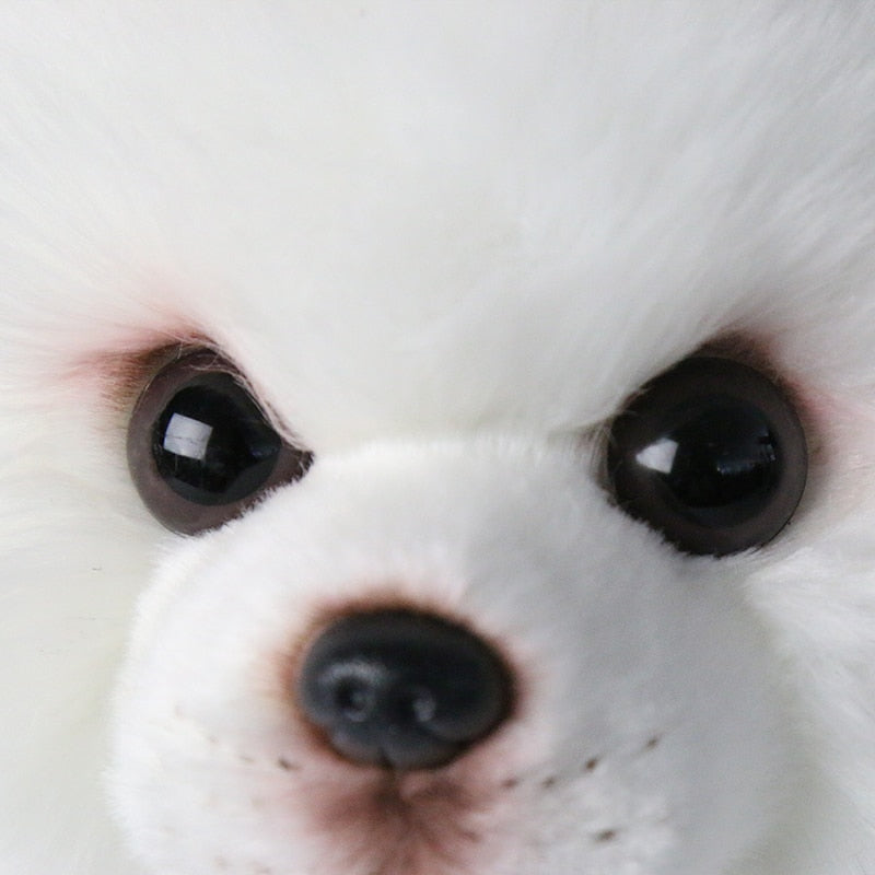 Pomeranian Dog Plush Toy - Realistic Stuffed Animal for Pet Lovers and Home Décor in Snow White Color