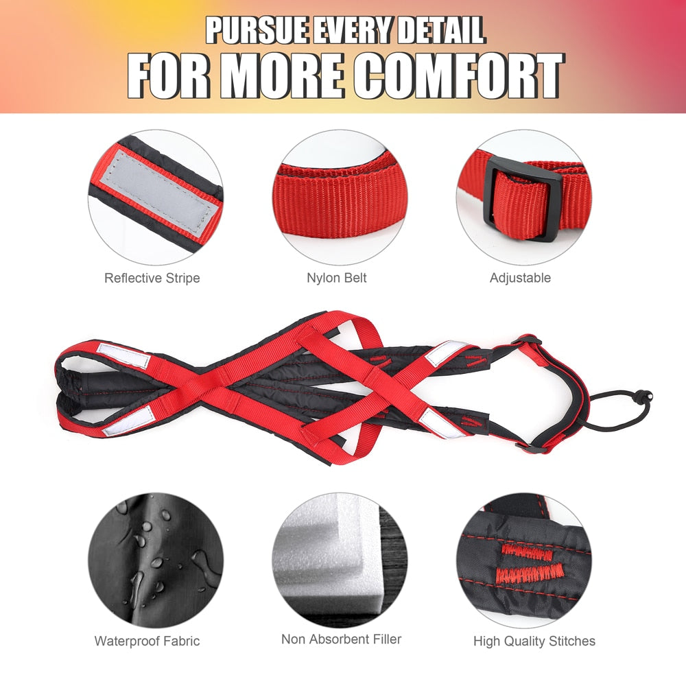 Reflective Waterproof Dog Sled Harness for Medium and Large Dogs - Ideal for Skijoring and Scootering