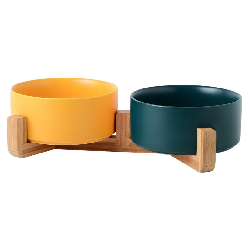 Double Ceramic Pet Bowl - Dog Feeding and Water Bowl - Ideal for Puppy, Small Dogs Feeder Product Supplies