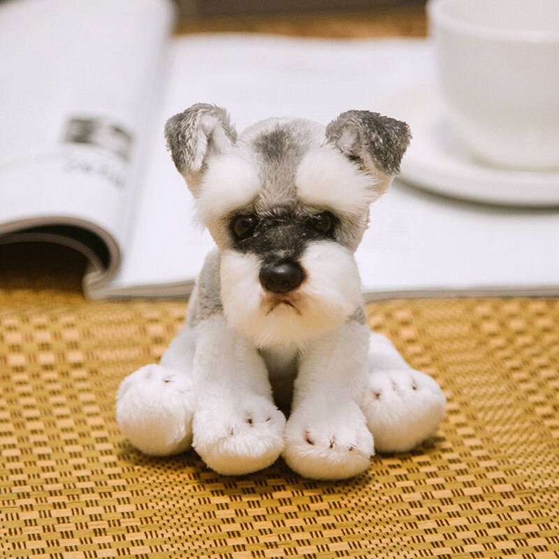 Simulation Dog Plush Toy Stuffed Animal Super High Quality Realistic Schnauzer Dog Toy For Luxury Home Decor Pet Lover Gift