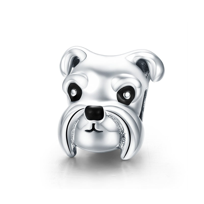 Puppy Dog Charm 925 Sterling Silver Heart Paw Pendant Bead for DIY Bracelet or Necklace - Fine Jewelry for Pet Lovers
