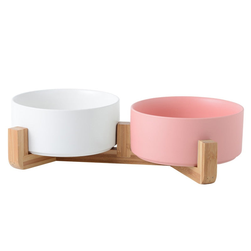 Double Ceramic Pet Bowl - Dog Feeding and Water Bowl - Ideal for Puppy, Small Dogs Feeder Product Supplies